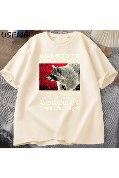 Tarzsokak Μπλουζάκι Dragon Raccoon T-BoK ιαπωνικού στυλ, βαμβακερό κοντομάνικ...