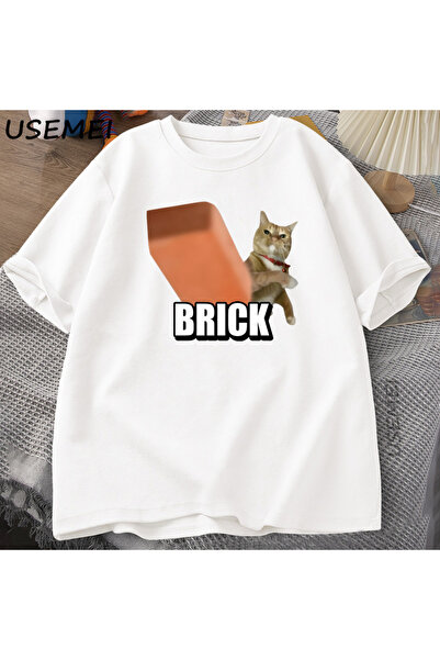 Tarzsokak Tricou amuzant Cat Throwing Bricks Meme ușor pentru bărbați și feme...