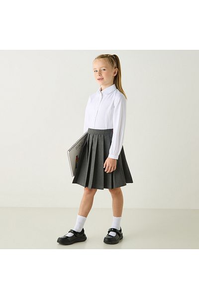 Juniors Solid Shirt with Long Sleeves and Button Closure