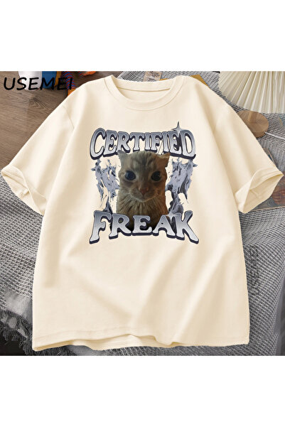 Tarzsokak Sertifikovani čudak smešan mačka meme T-shirt muškarci žene vintage...