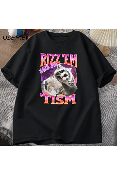 Tarzsokak تي شيرت ريترو مع ريز إم تيم للرجال تي شيرت برسومات الراكون المضحكة ...