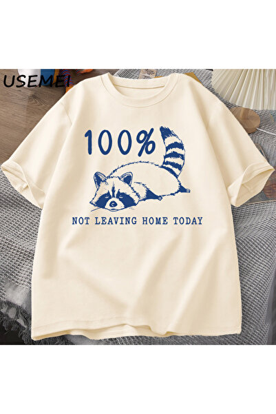 Tarzsokak 100% اليوم لا يغادر المنزل تي شيرت بأكمام قصيرة تي شيرت الراكون الم...