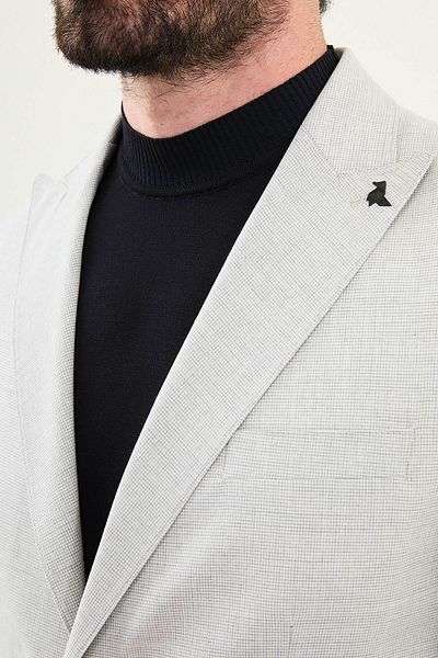 Mcr Patterned Slim Fit Wide Collar Men's Suit Stone - 45398.25Y