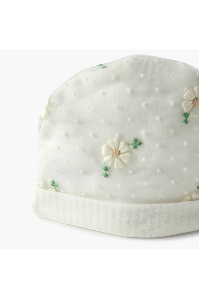 giggles Flower Embroidered Cap