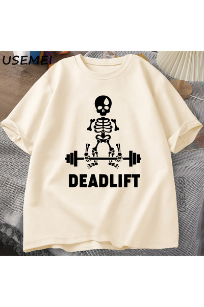 Tarzsokak تي شيرت Deadlift Skeleton Ghost Graphic تي شيرت مضحك لمحبي صالة الأ...