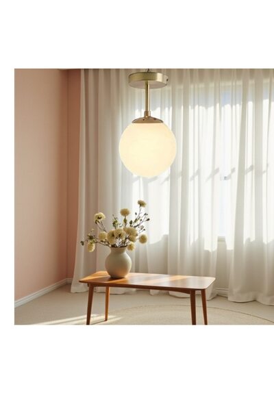 luminza tasarım Mini Modern Spor ESKİTME Beyaz Camlı Plofonyer Hol - Mutfak Tekli Avize 1 adet ESKİTME BOYA1