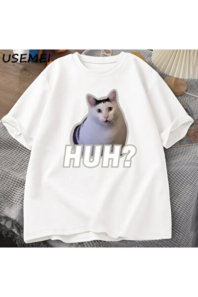 Tarzsokak Huh Cat Meme T-shirt Αστεία χαριτωμένα γραφικά μπλουζάκια με γάτες ...