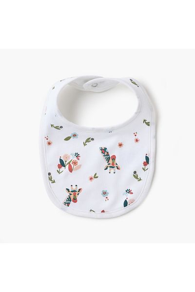 Juniors Giraffe Print Bib with Snap Button Closure - Set of 2