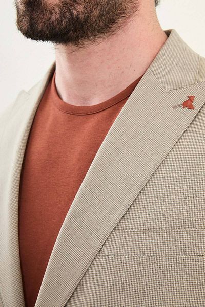 Mcr Patterned Slim Fit Wide Collar Men's Suit Camel - 45398.25Y