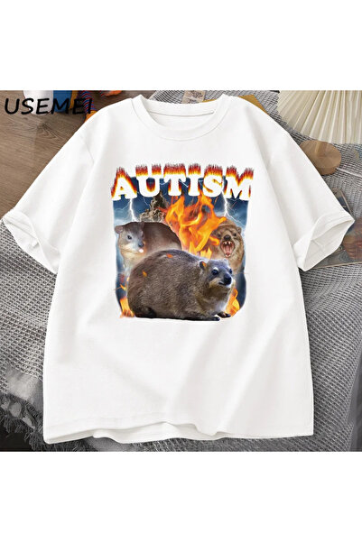 Tarzsokak Tricou Grafic cu Capibare Autistice, Memă Amuzată, din Bumbac, cu M...