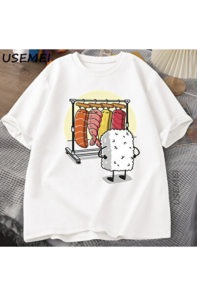 Tarzsokak سوشي خزانة TKWomen الرجال مضحك جودة عالية تي شيرت القطن الجرافيك تي...