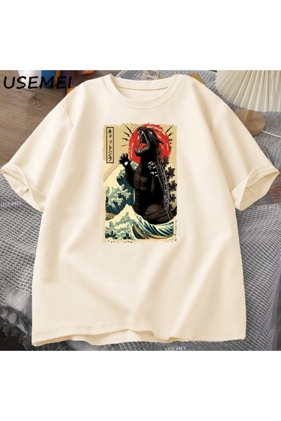 Tarzsokak Μπλουζάκι Catzilla Cat Great Wave Αστείο μπλουζάκι για άνδρες Γυναι...