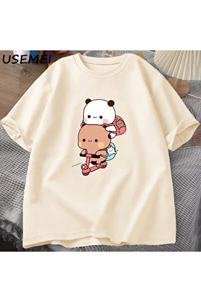 Tarzsokak Panda i medved Brownie, par koji vozi bicikle, T-shirt veličina, sm...