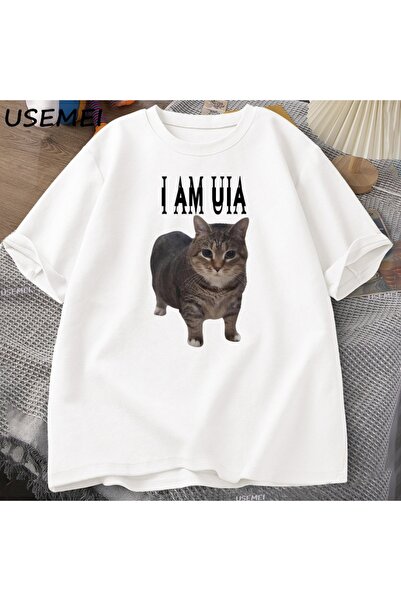 Tarzsokak Uia Cat Тениска за мъже и жени Хип-хоп музика Памучна тениска с къс...