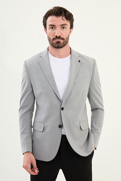 Mcr Straight Slim Fit Mono Collar Classic Men's Jacket Light Gray - 41458.25Y