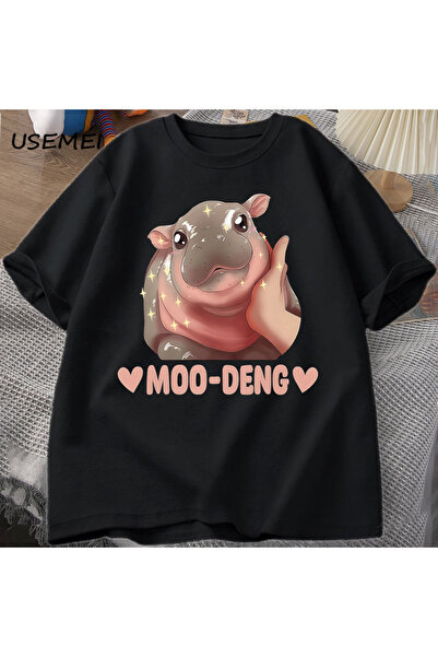 Tarzsokak Moo Deng Slatka beba nilski konjik šala majica Pamuk kratkih rukava...