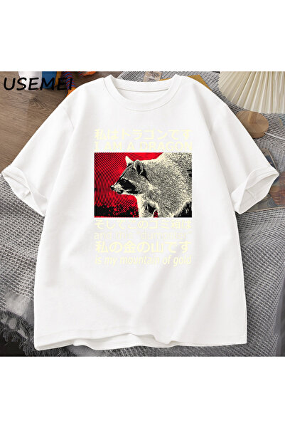 Tarzsokak Μπλουζάκι Dragon Raccoon T-BoK ιαπωνικού στυλ, βαμβακερό κοντομάνικ...