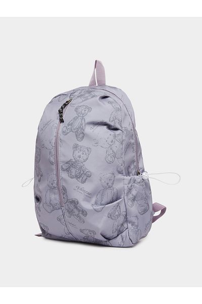 Styli Girls Purple Bear Graphic Print Backpack