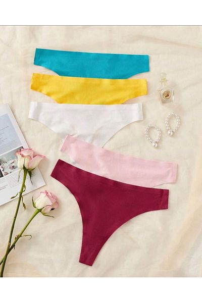 CEGEB 6 Pack Laser Cut Women's Thong Panties 6 Pack