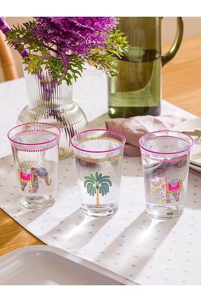 LC Waikiki Lcw Home Ma Bella Mixed Printed Glass Cup Set of 3 290 ml