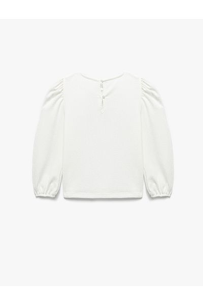 Koton Bow Long Sleeve Crew Neck Blouse