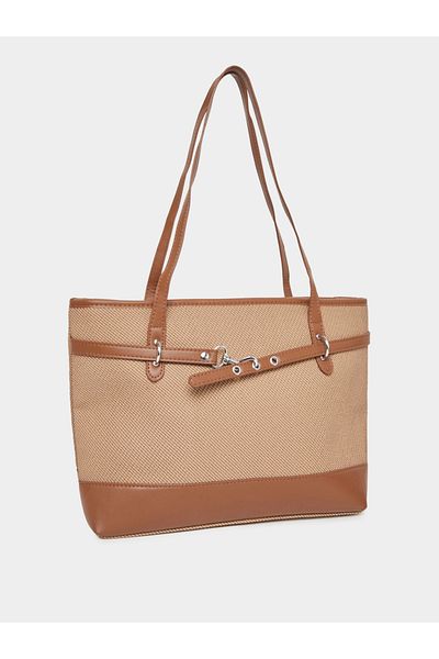 Styli Belted Detail Tote Bag with Zip Closure