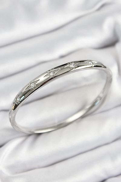 Clariss Brass Zircon Stone Pole Star Model Silver Color Women's Handcuffs
