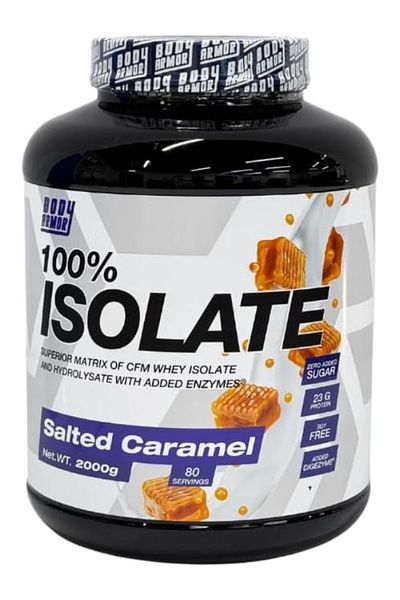 Body Armor Nutrition مسحوق بروتين مصل اللبن المعزول 100%، كراميل مملح - 23 جرامًا من البروتين - 80 حصة - 2000 جرام