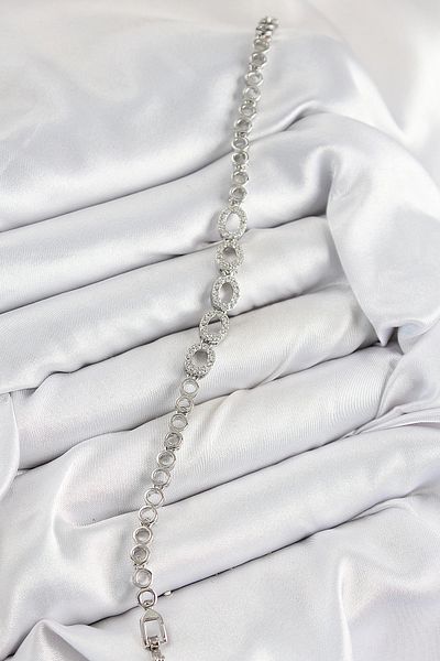 Clariss Brass Zircon Stone Oval Model Silver Color Women's Bracelet