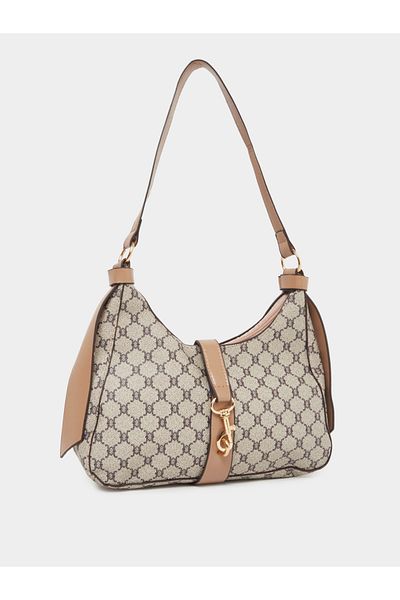 Styli Printed Belted Shoulder Bag with Zip Closure