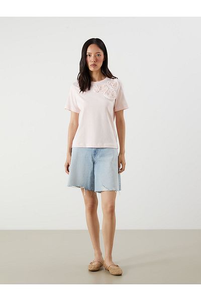 LC Waikiki Crew Neck Rose Embroidered Women's T-Shirt