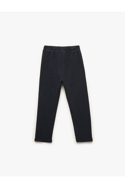 Koton Cotton Textured Basic Sweatpants with Tie Waist