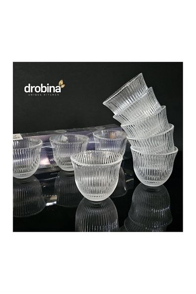 drobina طقم فناجين قهوة عربي 6 قطع كريستال شفاف من دروبينا