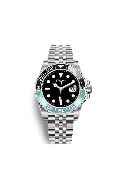 catera Luxury men's watch, Caterra brand, silver strap, sky blue and black frame
