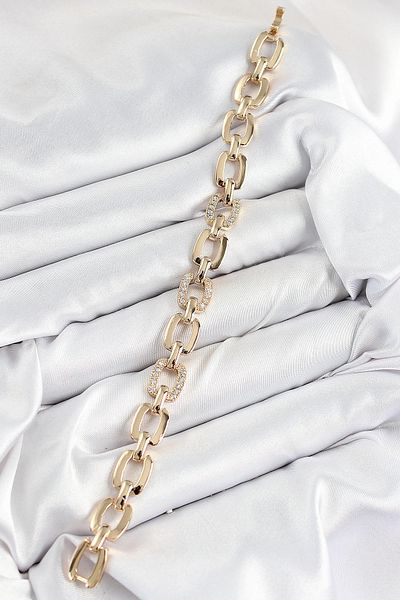 Clariss Brass Zircon Stone Partial Chain Model Gold Color Women's Bracelet