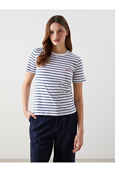 LC Waikiki تي شيرت نسائي مخطط برقبة دائرية للموسم الجديد - S5DJ23Z8