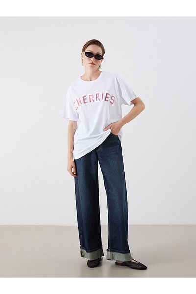 LC Waikiki Crew Neck Embroidered Women's T-Shirt