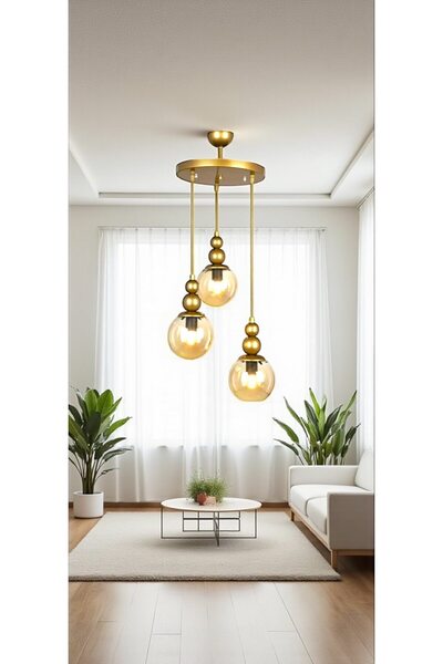 luminza tasarım Spor Eskitme Avize 3lü bal Cam