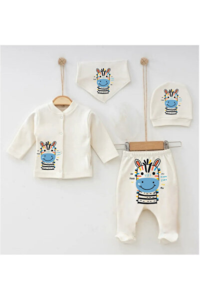 bebekpare Hospital Exit Set / Newborn Set Zebra Printed Unisex Cotton