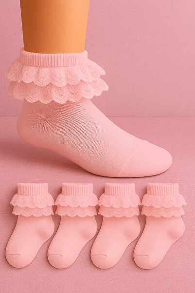 ZENGİN 4 чифта меки дантелени безшевни момичешки чорапи
