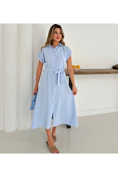 Paydey Rochie midi cu curea cu închidere cu nasturi