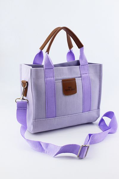 İLKYAZ Mini Geantă de mână și de umăr pentru femei din pânză liliac imprimată 24x20x12 cm