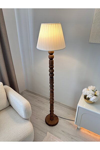 lazzir handle Ahşap Lüx Lambader 7 Cm Çap(BAŞLIK DAHİL)ceviz Renk