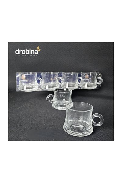 drobina طقم فناجين اسبريسو زجاج كريستال 4 حبة شفاف من دروبينا