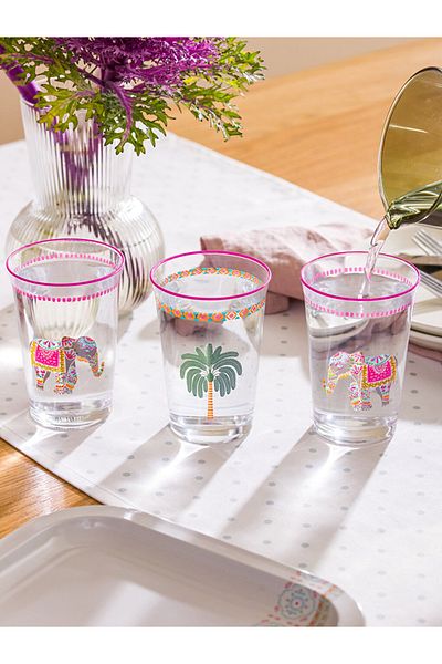LC Waikiki Lcw Home Ma Bella Mixed Printed Glass Cup Set of 3 290 ml
