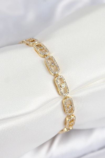 Clariss Brass Zircon Stone Messika Model Gold Color Vip Series Women's Bracelet