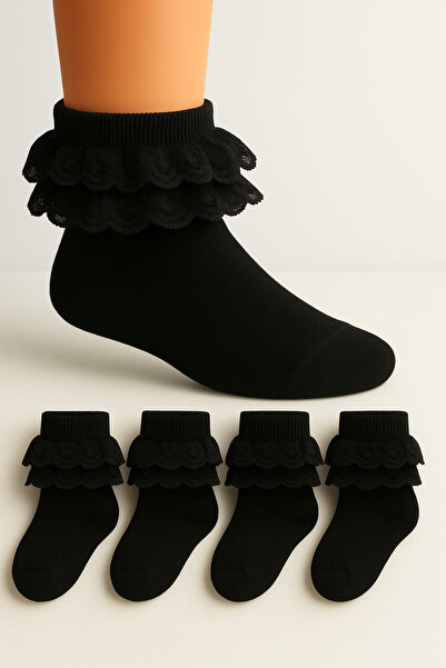 ZENGİN 4 чифта меки дантелени безшевни момичешки чорапи