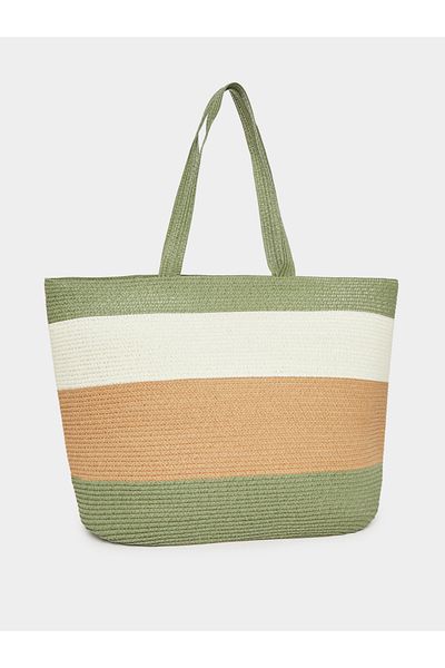 Styli Tri-Tone Weave Design Beach Handbag and Hat Set