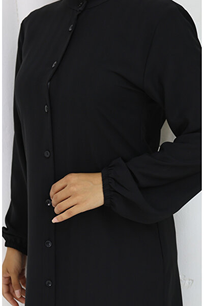 sefamerve Boydan Düğmeli Tunik 3118-04 Siyah