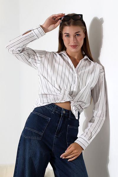MAYELN Linen Striped Oversize Women's Shirt